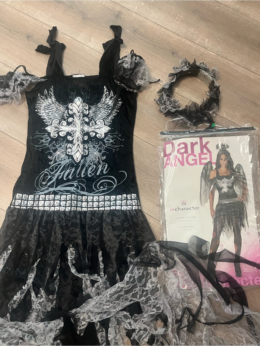 Dark Angel Kids Black Costume Dress with Headband